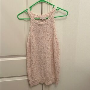 LOFT Speckled Cream Sleeveless Knit Top